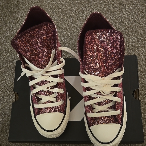 Converse Shoes - Converse Women's Glitter High-Top Sneakers - Pink Size 7
